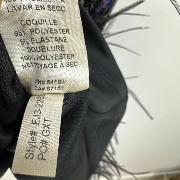 Eliza J Sequined Feather Hem Mini Dress Party Glam Mockneck Sleeveless US 6 NWT - Picture 12 of 13